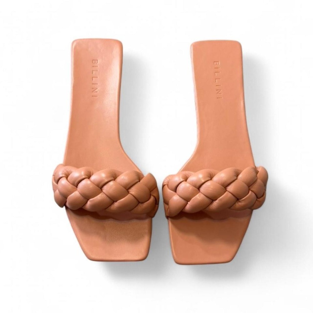 Billini Peach Puffy Braided Square Toe Slides, Women's Size‎ 8